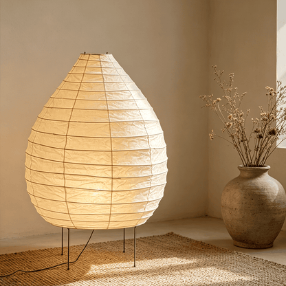 Akari 23N Washi Paper Pear-Shape Sculptural Floor Lamp