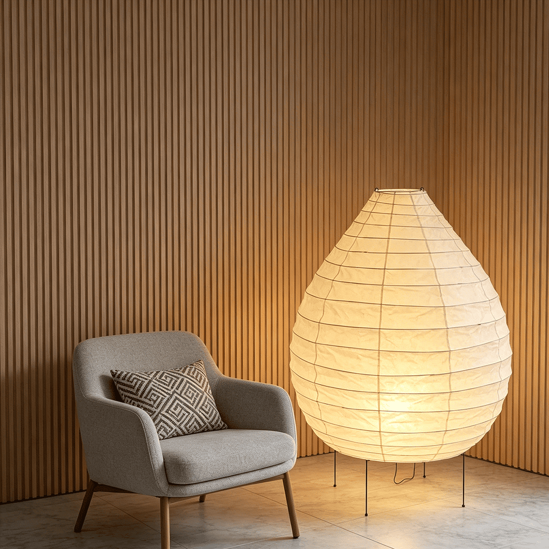 Akari 23N Washi Paper Pear-Shape Sculptural Floor Lamp