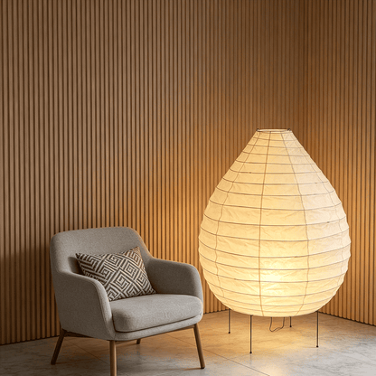 Akari 23N Washi Paper Pear-Shape Sculptural Floor Lamp