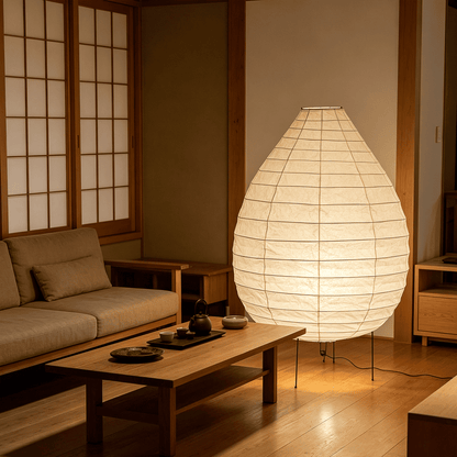 Akari 23N Washi Paper Pear-Shape Sculptural Floor Lamp