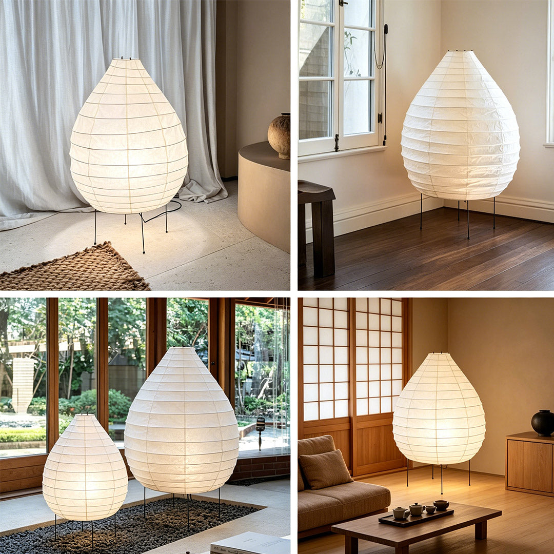 Akari 23N Washi Paper Pear-Shape Sculptural Floor Lamp
