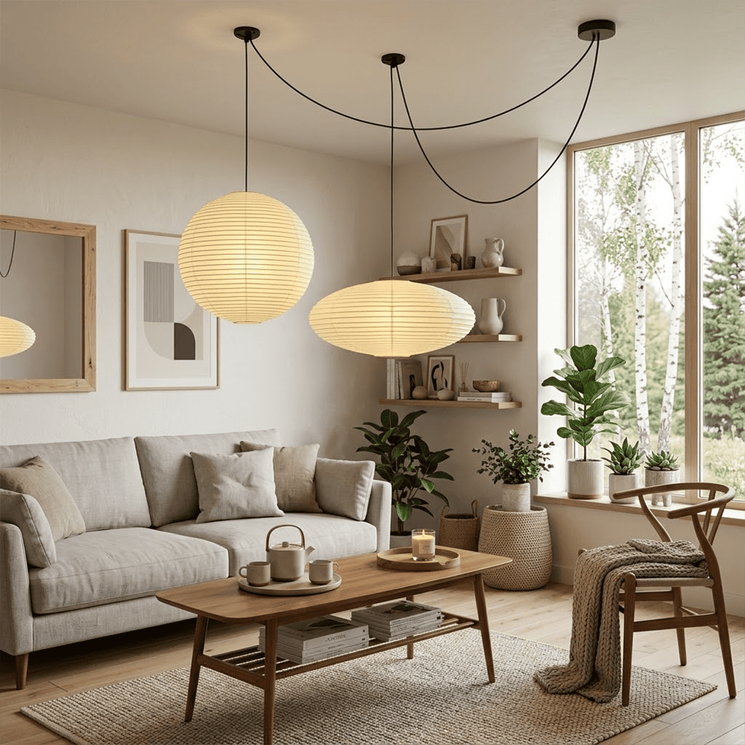 Washi Paper Whimsy Dual Pendant Cluster Light