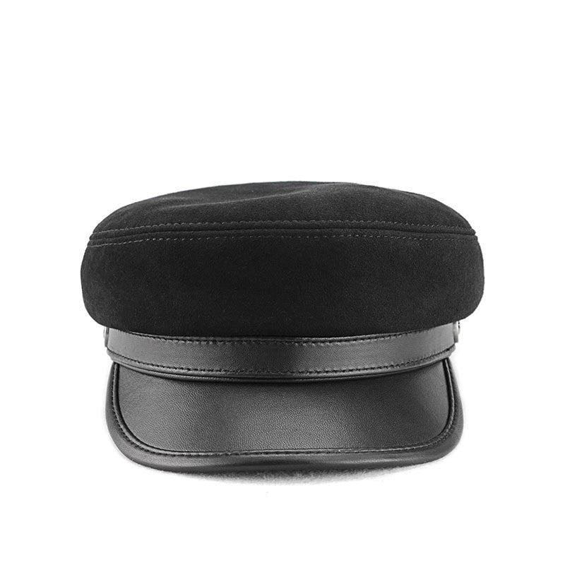 Suede Leather Vintage Peaked Cap