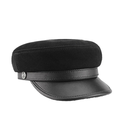 Suede Leather Vintage Peaked Cap