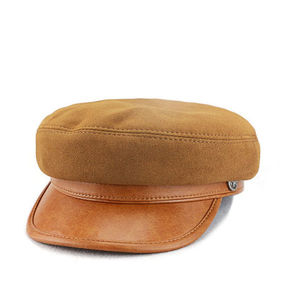 Suede Leather Vintage Peaked Cap