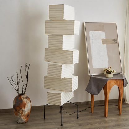 Akari UF4-L10 Washi Paper Stacked Tower Floor Lamp