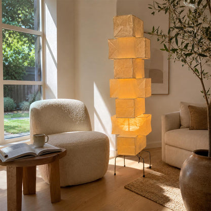 Akari UF4-L10 Washi Paper Stacked Tower Floor Lamp