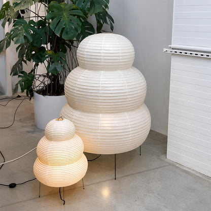 Akari 25N Washi Paper Three-Tiered Floor Table Light