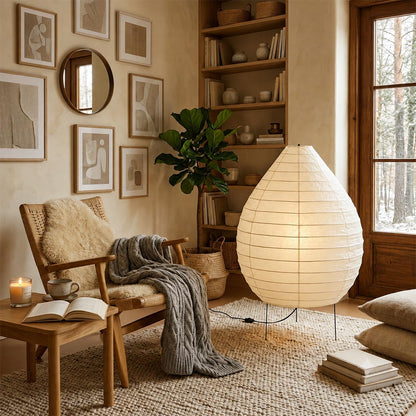 Akari 23N Washi Paper Pear-Shape Sculptural Floor Lamp