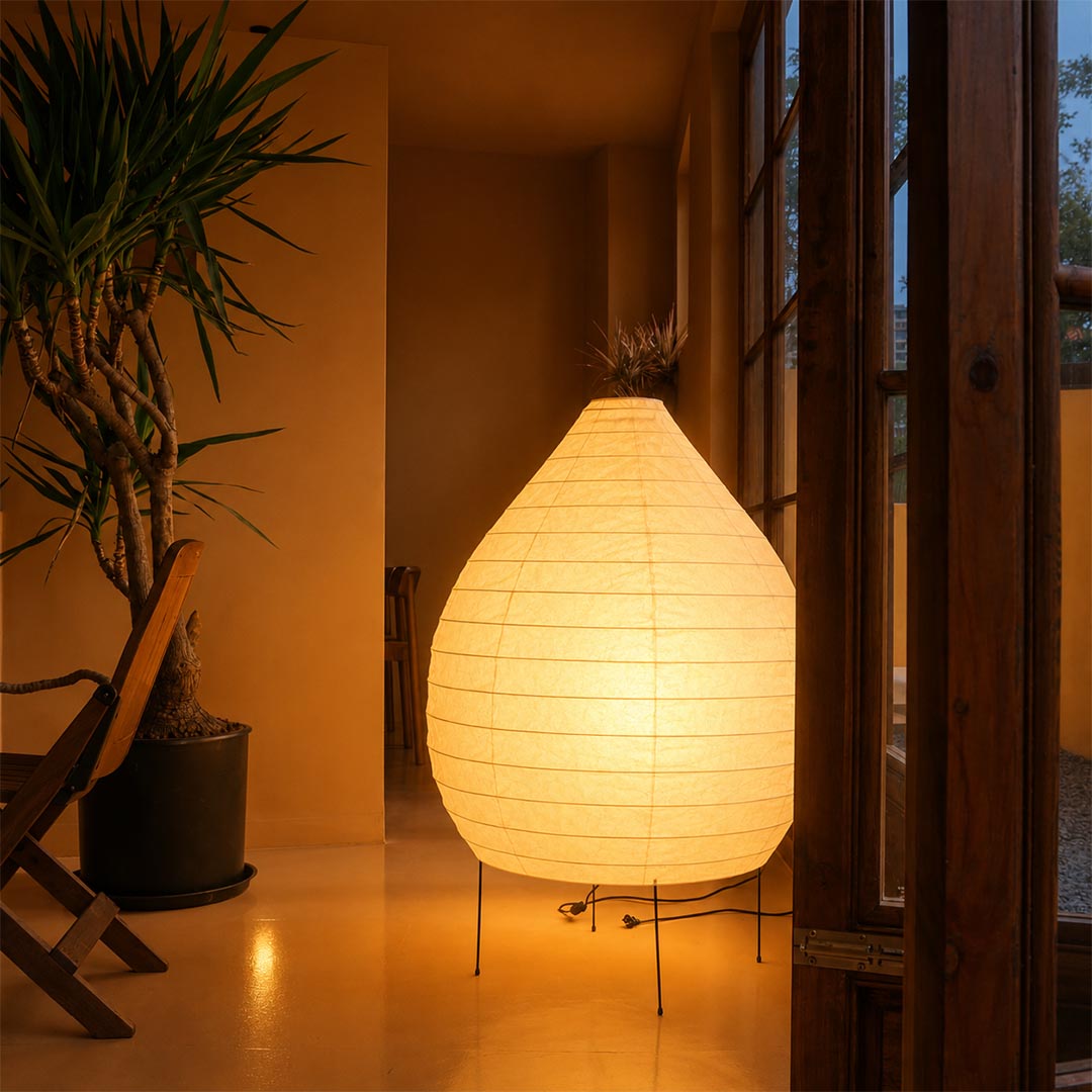 Akari 23N Washi Paper Pear-Shape Sculptural Floor Lamp