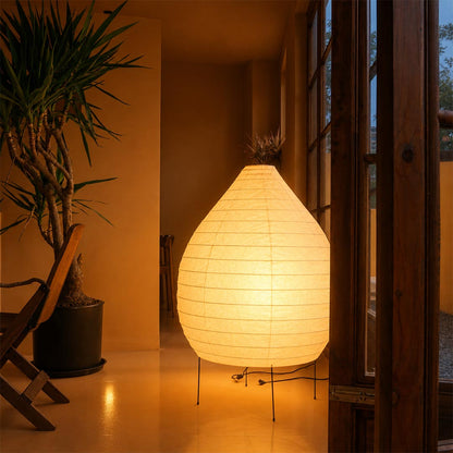Akari 23N Washi Paper Pear-Shape Sculptural Floor Lamp