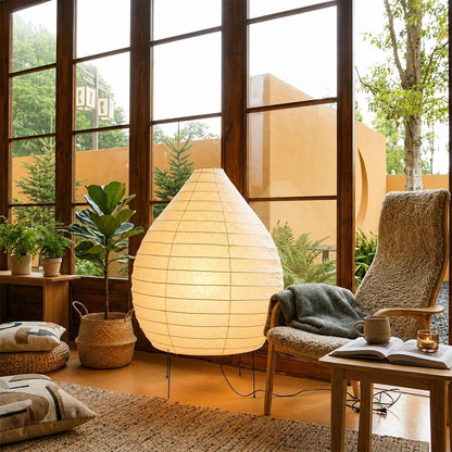 Akari 23N Washi Paper Pear-Shape Sculptural Floor Lamp