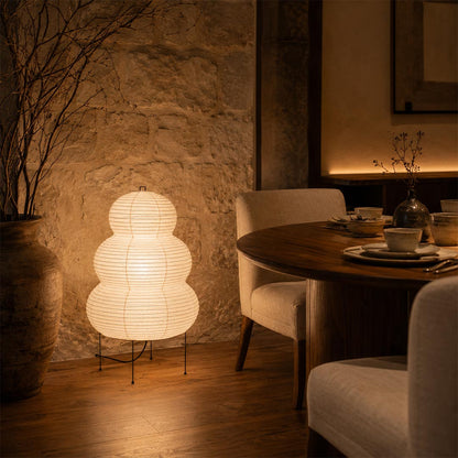 Akari 25N Washi Paper Three-Tiered Floor Table Light