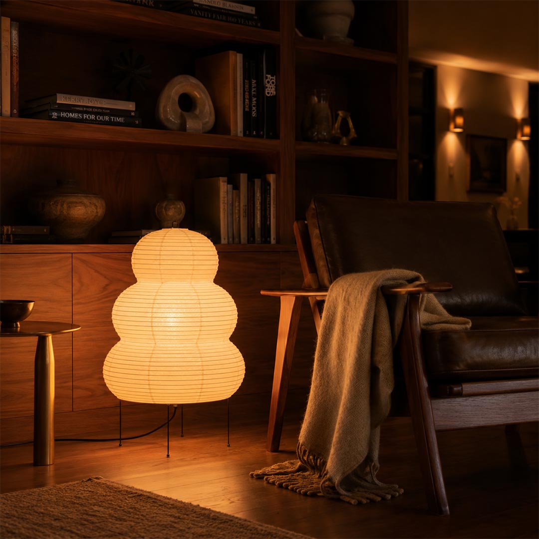 Akari 25N Washi Paper Three-Tiered Floor Table Light