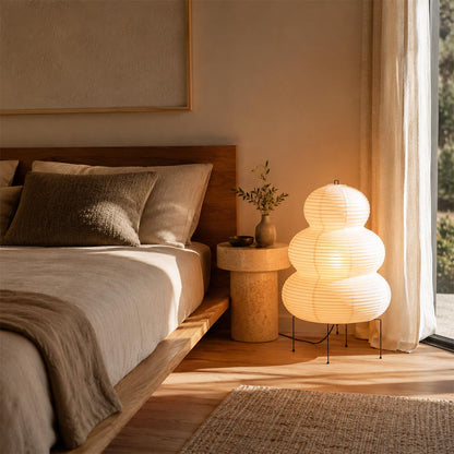 Akari 25N Washi Paper Three-Tiered Floor Table Light