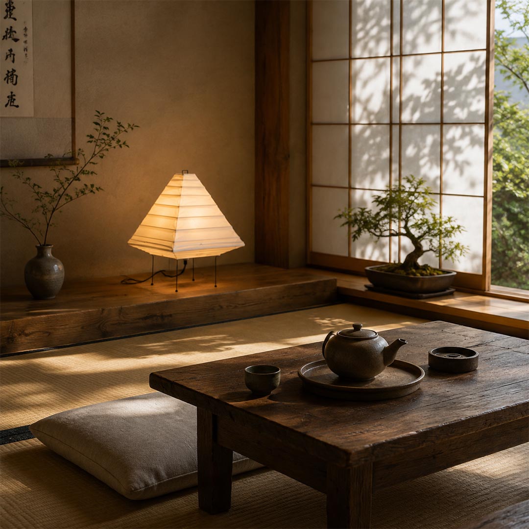 Akari 5X Washi Paper Pyramid Table Lamp