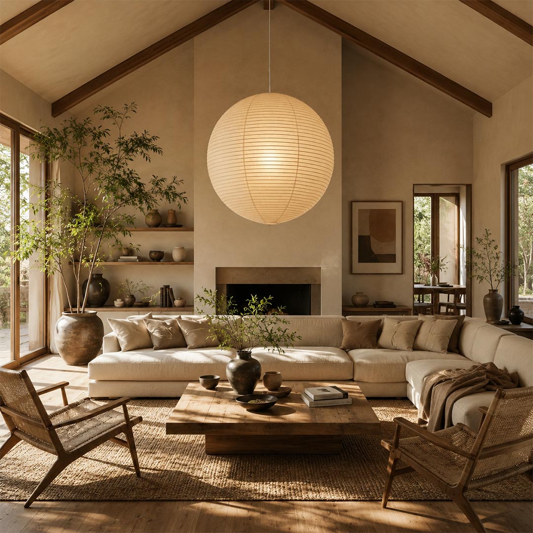 Washi Paper Sphere Pendant Light