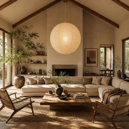 Washi Paper Sphere Pendant Light