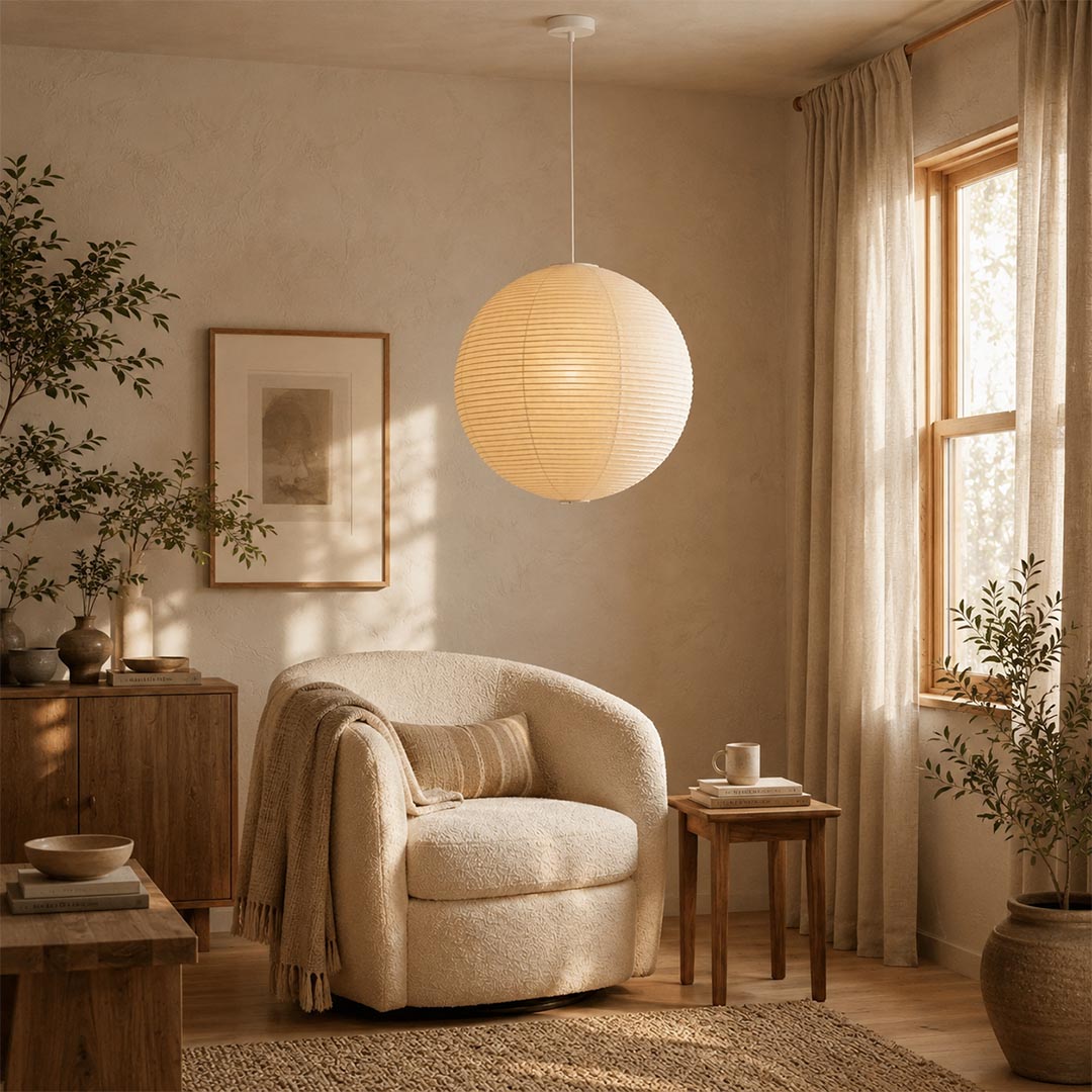 Washi Paper Sphere Pendant Light