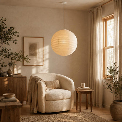 Washi Paper Sphere Pendant Light