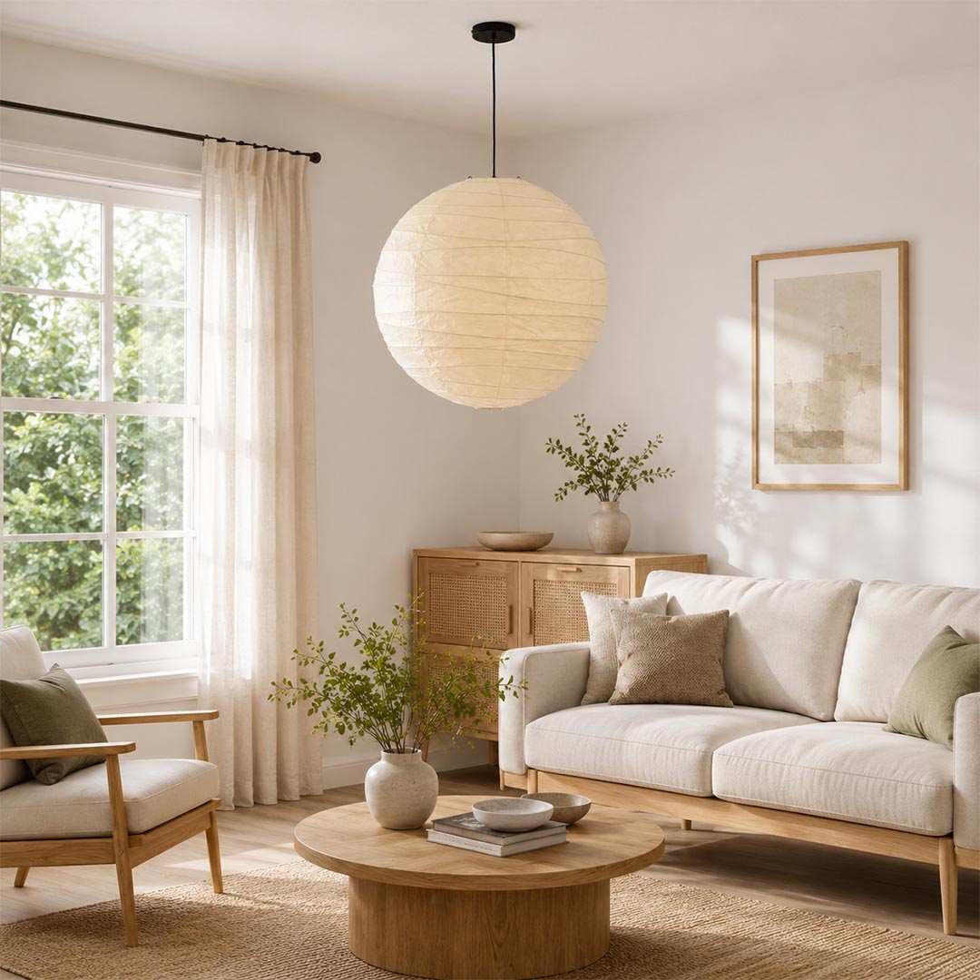 Washi Paper D Sphere Pendant Light
