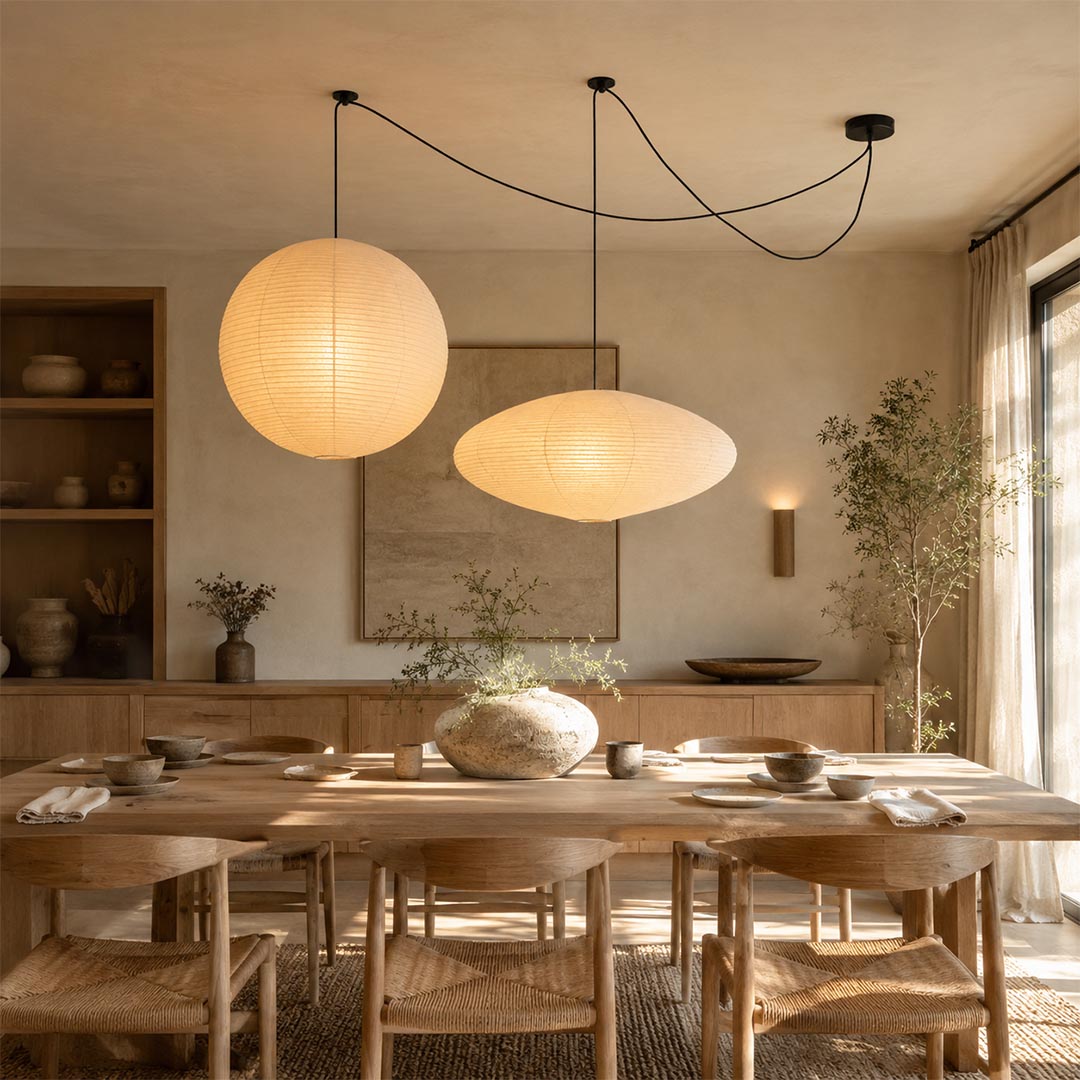 Washi Paper Whimsy Dual Pendant Cluster Light