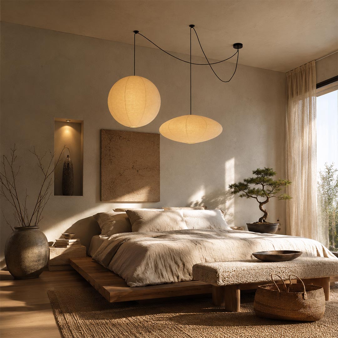 Washi Paper Whimsy Dual Pendant Cluster Light