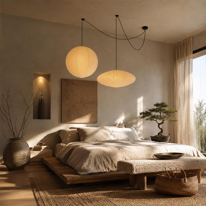 Washi Paper Whimsy Dual Pendant Cluster Light